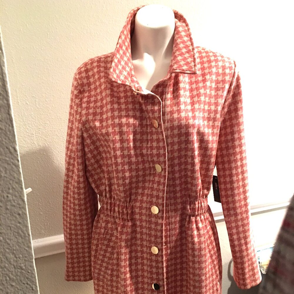 Alice Blue Checkered Trench coat or Jacket  NWT Size Large